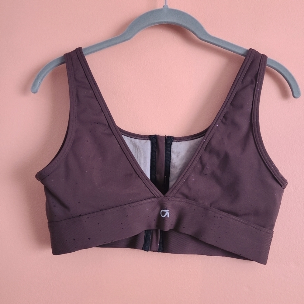 Gap Fit Burgundy Zip Front Sports Bra M - Picture 2 of 4